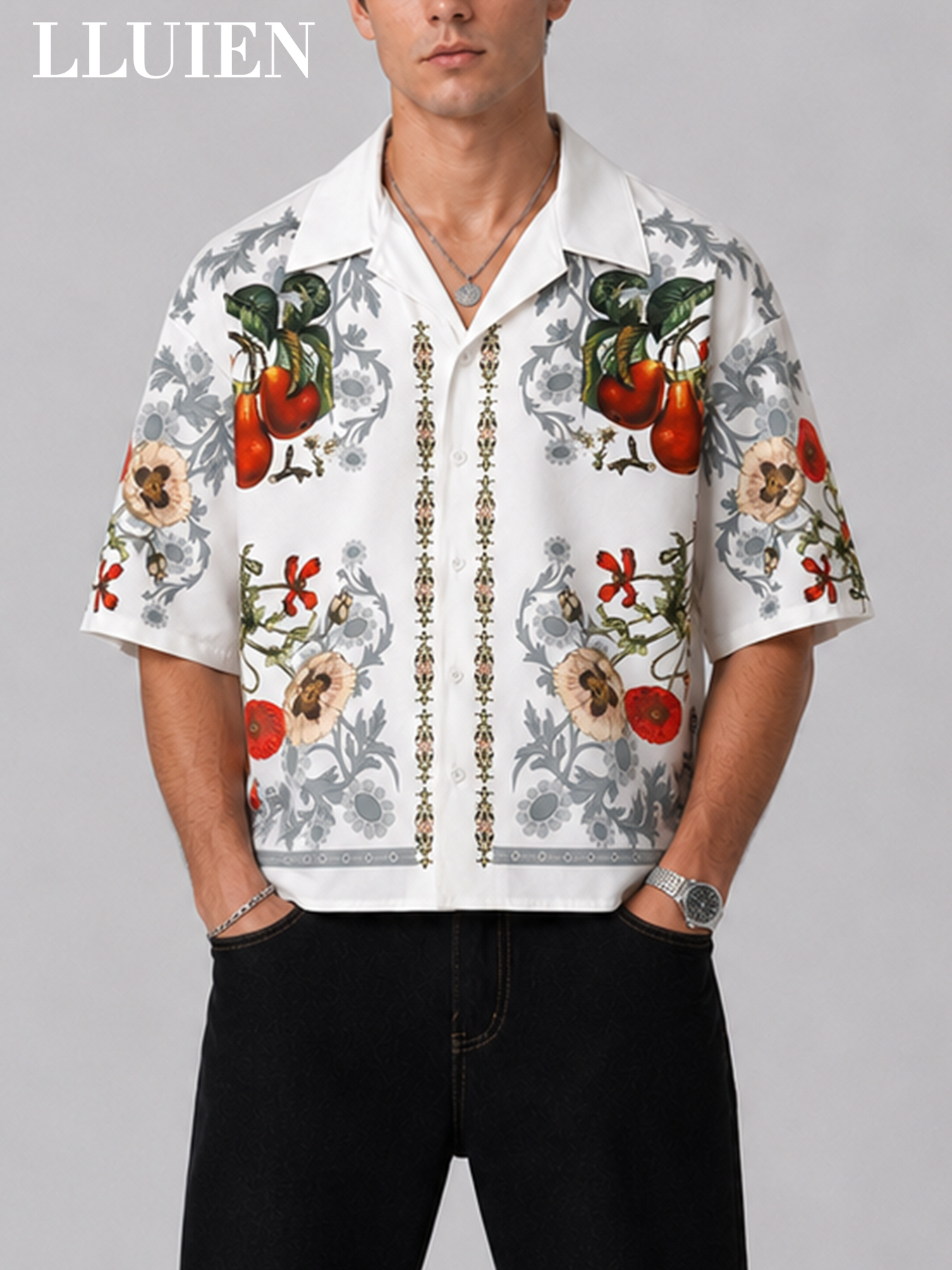 LLUIEN 2026 Summer New Fashion - Resort Shirt Floral ulasan dan harga