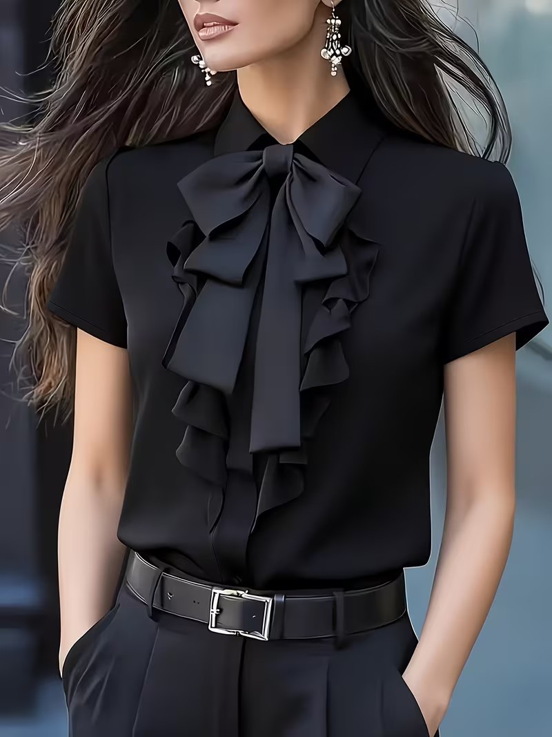 Women Short Sleeve Shirt with  - Shirt Camp Collar ulasan dan harga