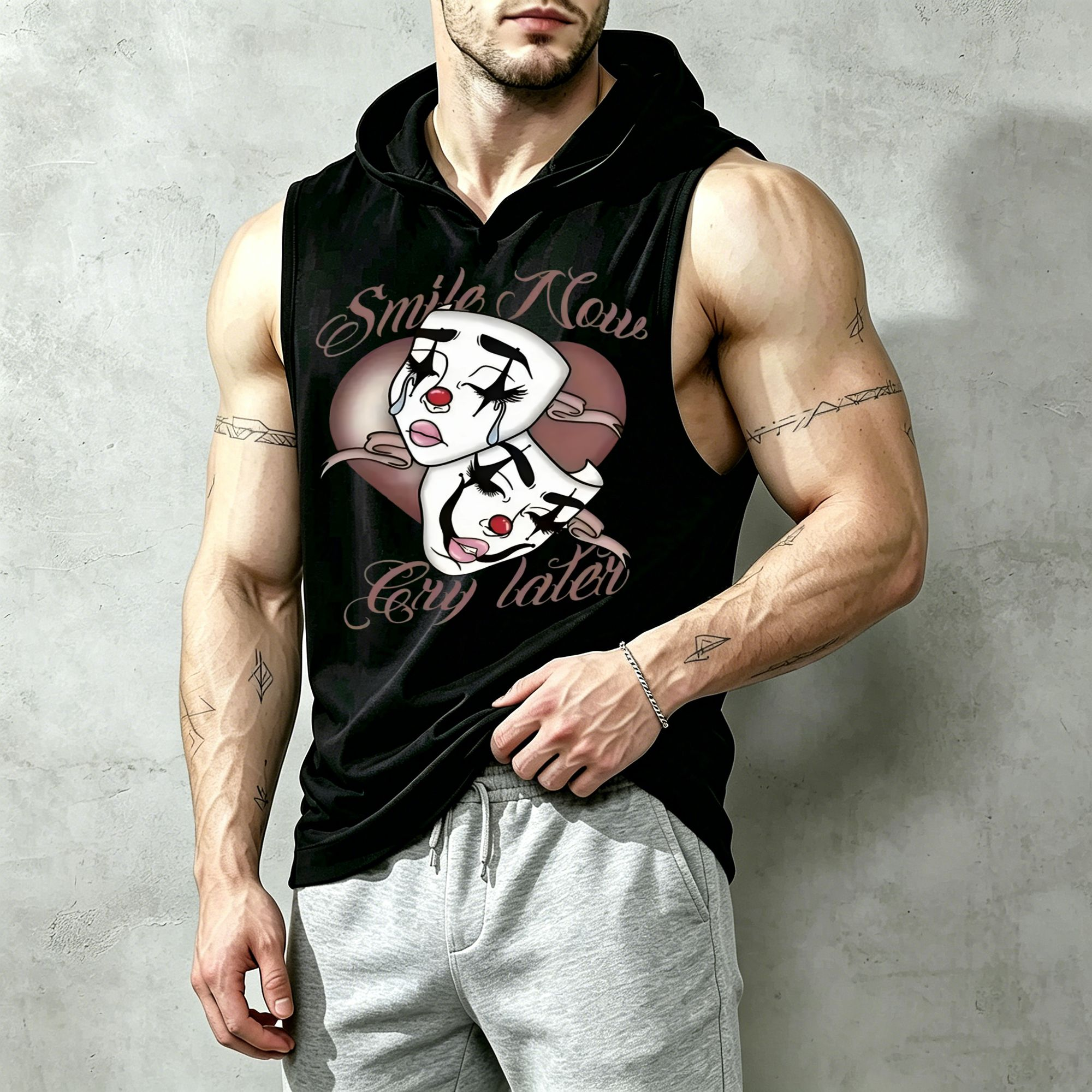 Men Sleeveless Hooded Tank Top - Tank Top Muscle ulasan dan harga
