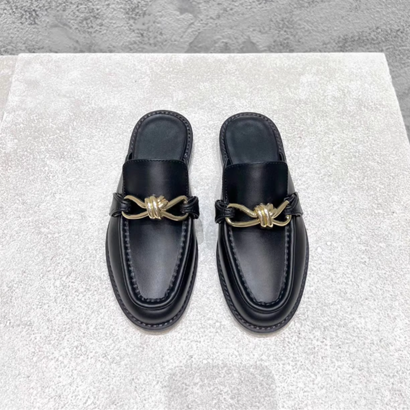 Metal Buckle Half Slippers For - Flip Flop Leather Men ulasan dan harga