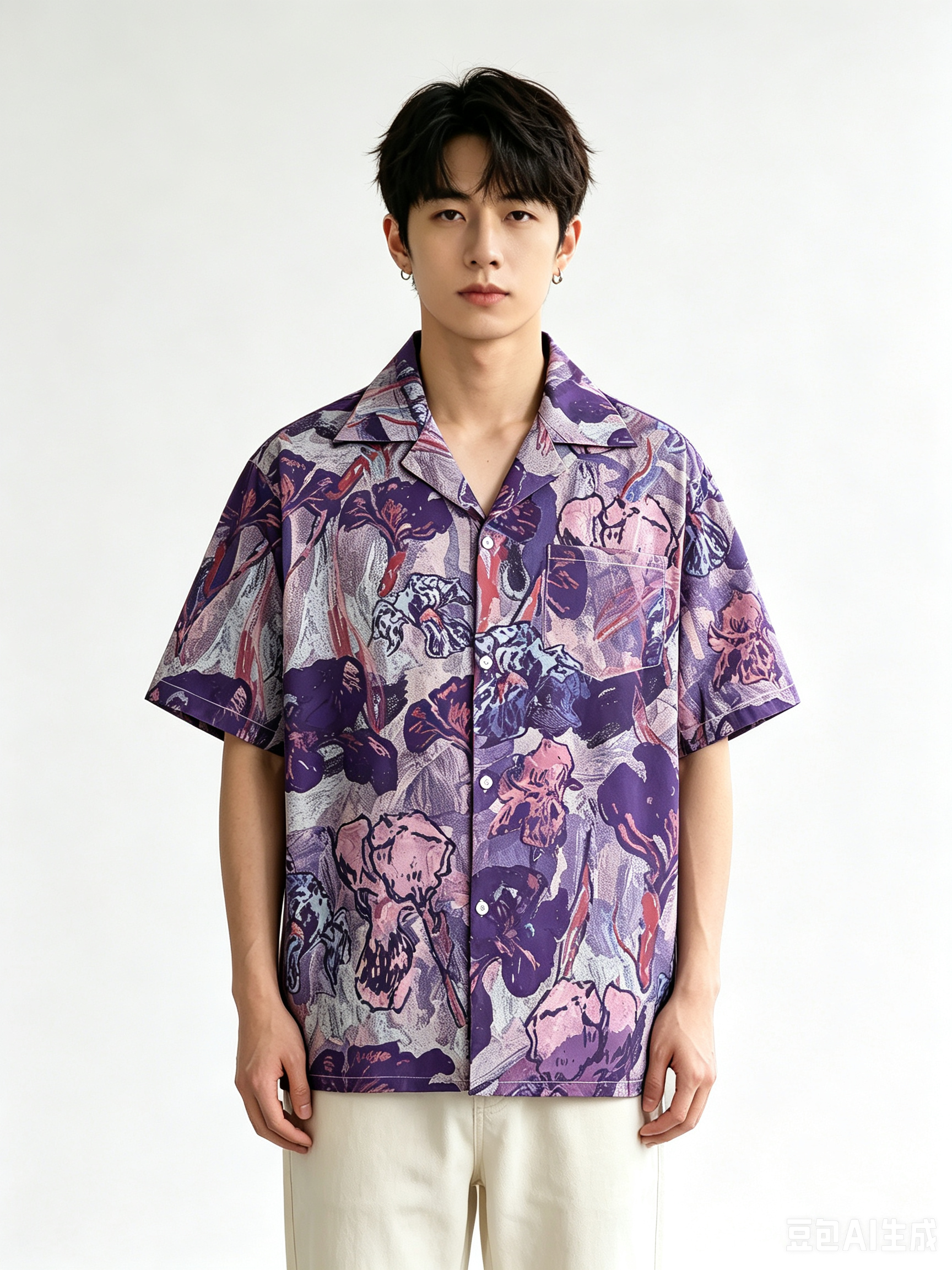 Vintage Purple Oil Painting Ir - Resort Shirt Floral ulasan dan harga