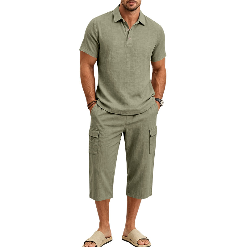 Summer Men's Linen Two Piece S - Short Linen Drawstring ulasan dan harga