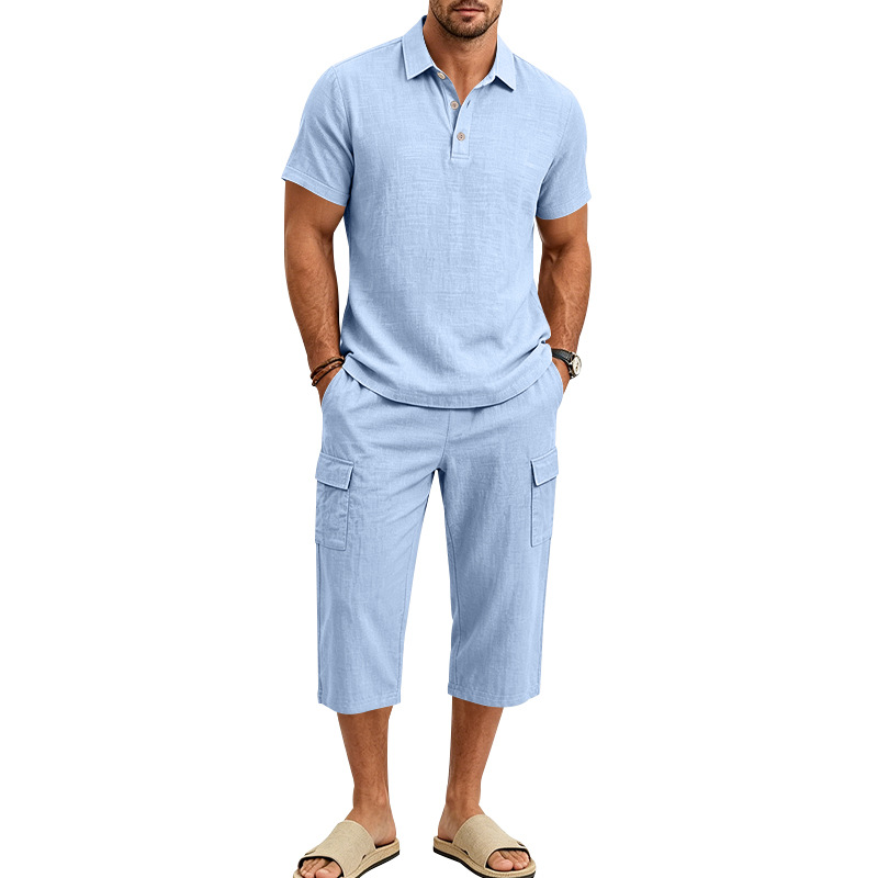 Summer Men's Linen Two Piece S - Short Linen Drawstring ulasan dan harga