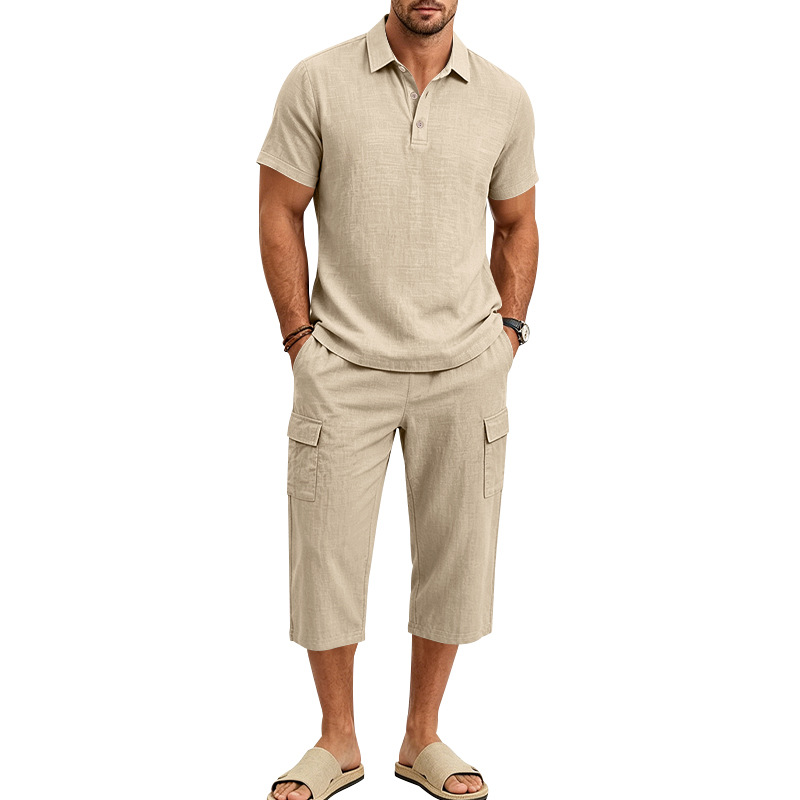 Summer Men's Linen Two Piece S - Short Linen Drawstring ulasan dan harga