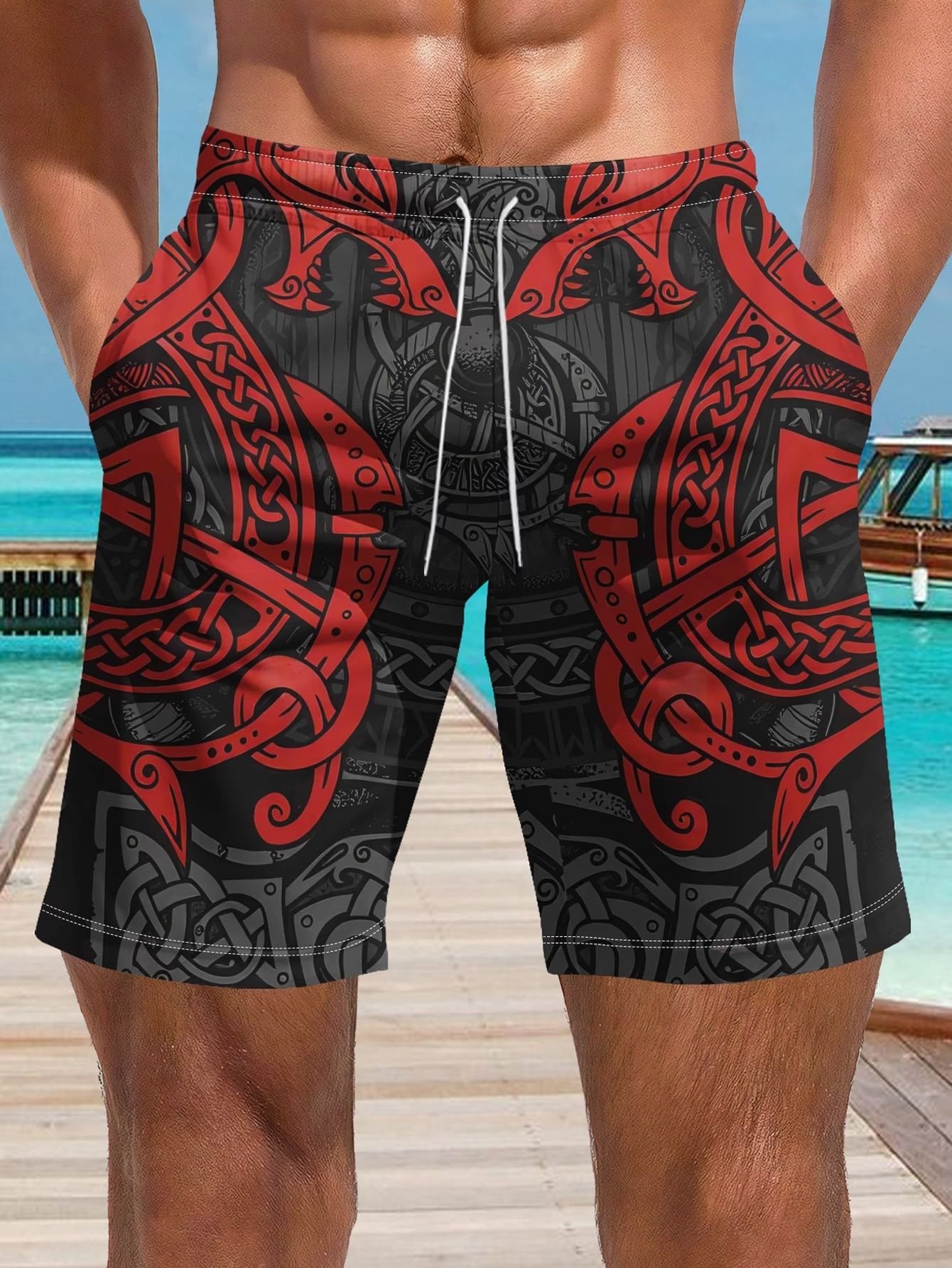 Men Viking Celtic Dragon Triba - Trunks Board Surf ulasan dan harga