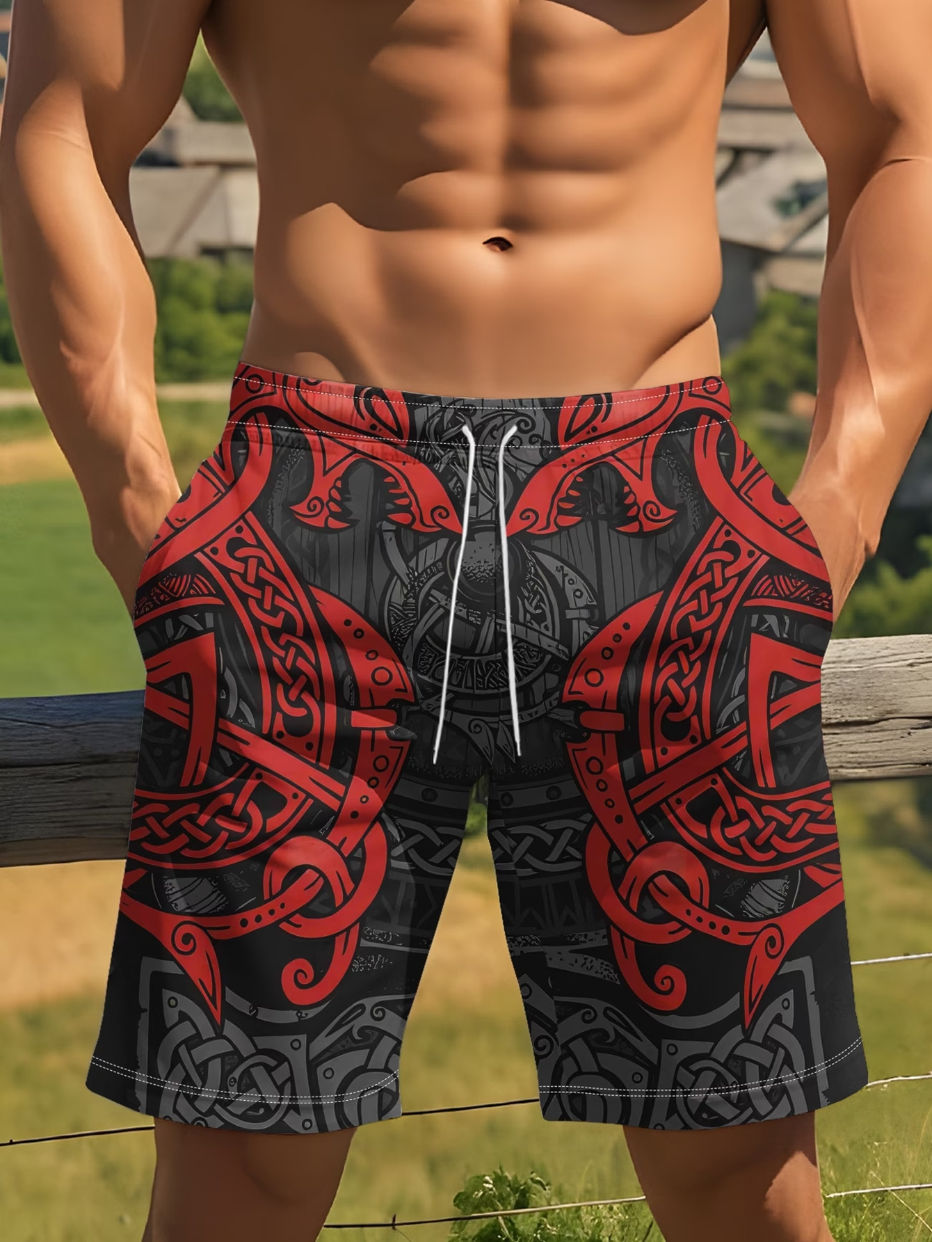 Men Viking Celtic Dragon Triba - Trunks Board Surf ulasan dan harga