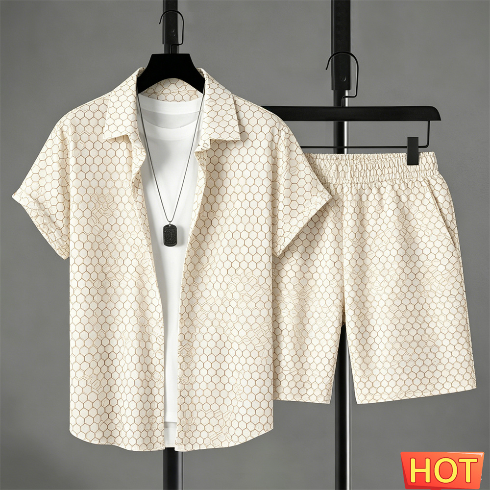 Summer Outfits Man Shirt Set G - Shirt Camp Collar ulasan dan harga