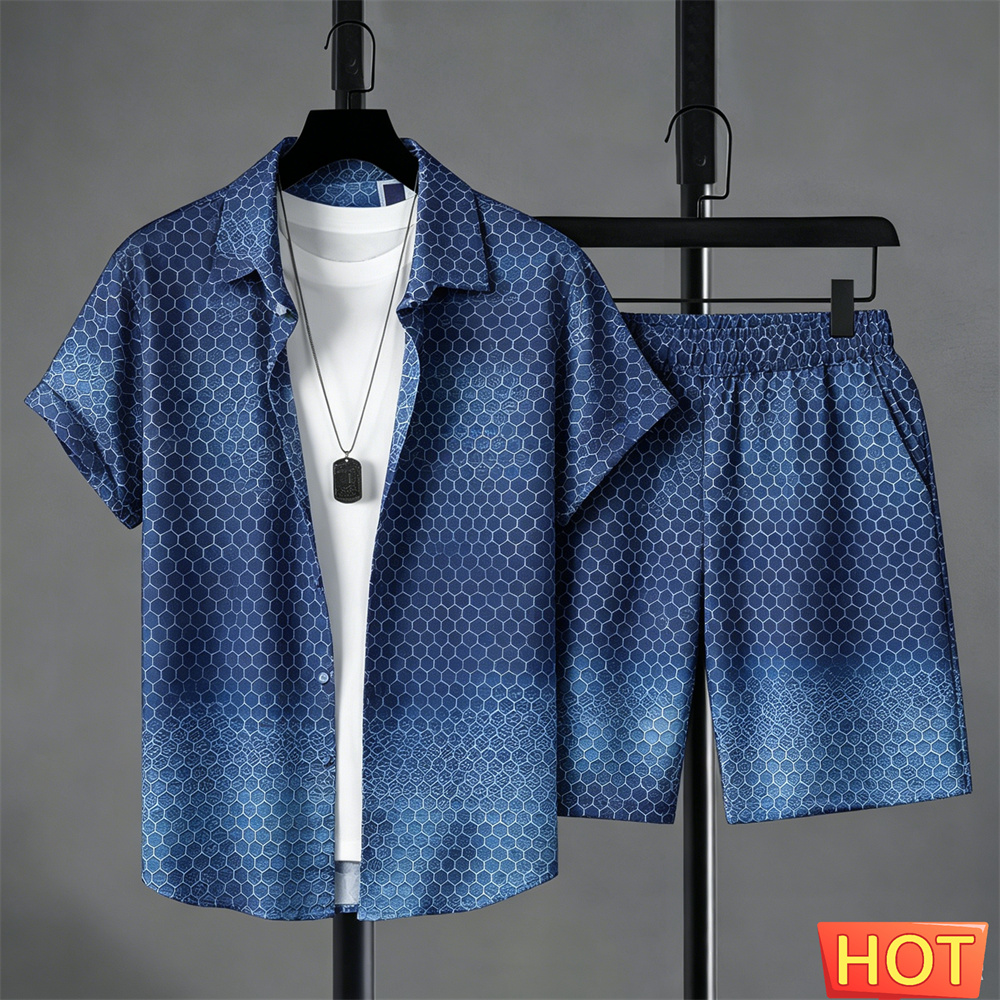 Summer Outfits Man Shirt Set G - Shirt Camp Collar ulasan dan harga