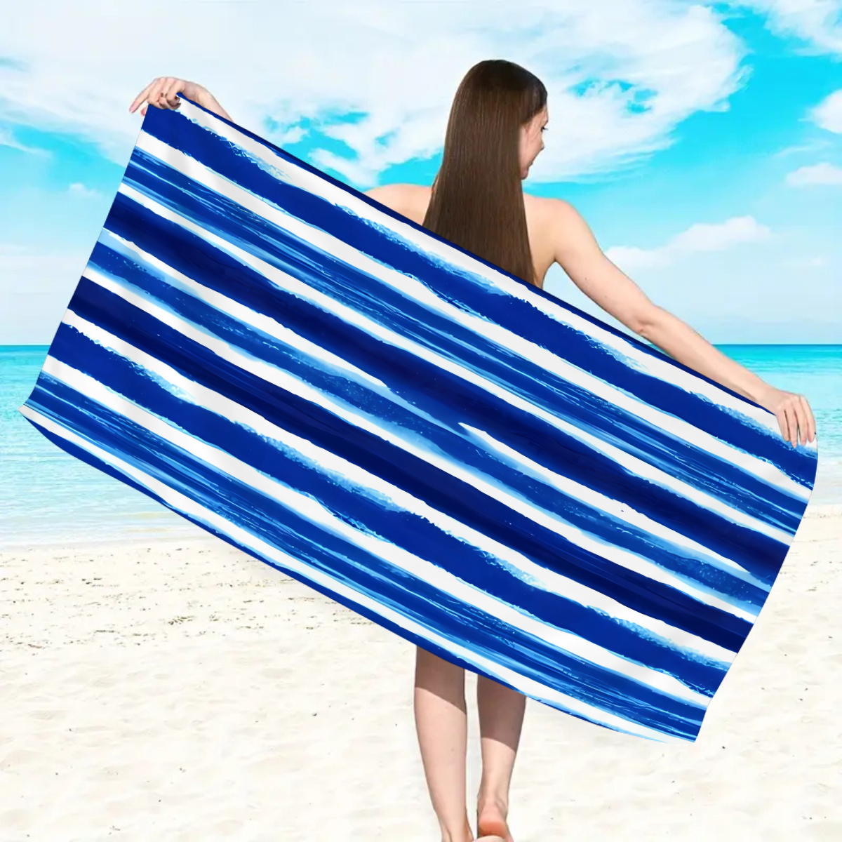 1pc fashionable colorful strip - Beach Towel Large ulasan dan harga