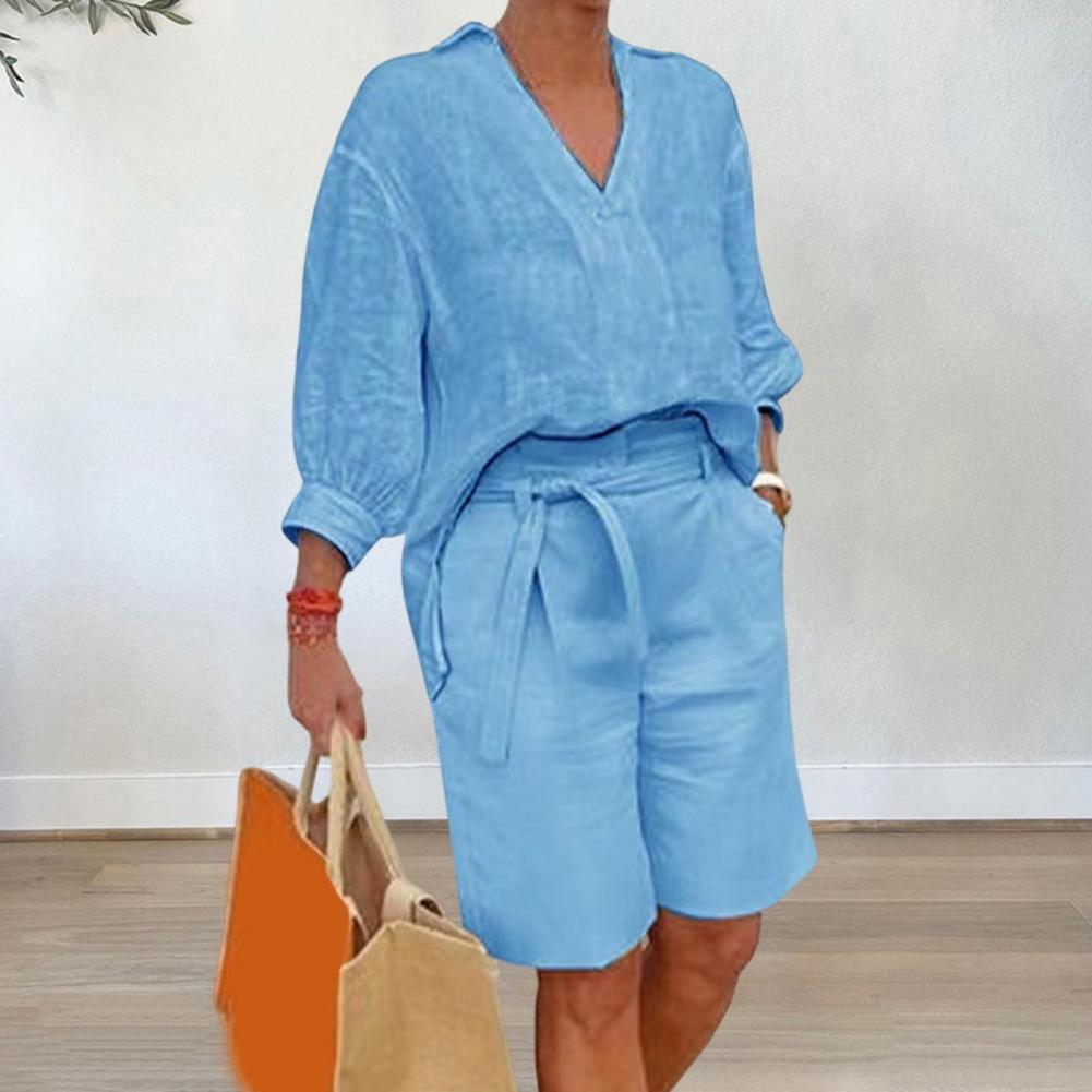 Cotton Linen Women's Two Piece - Linen Shirt Breathable ulasan dan harga