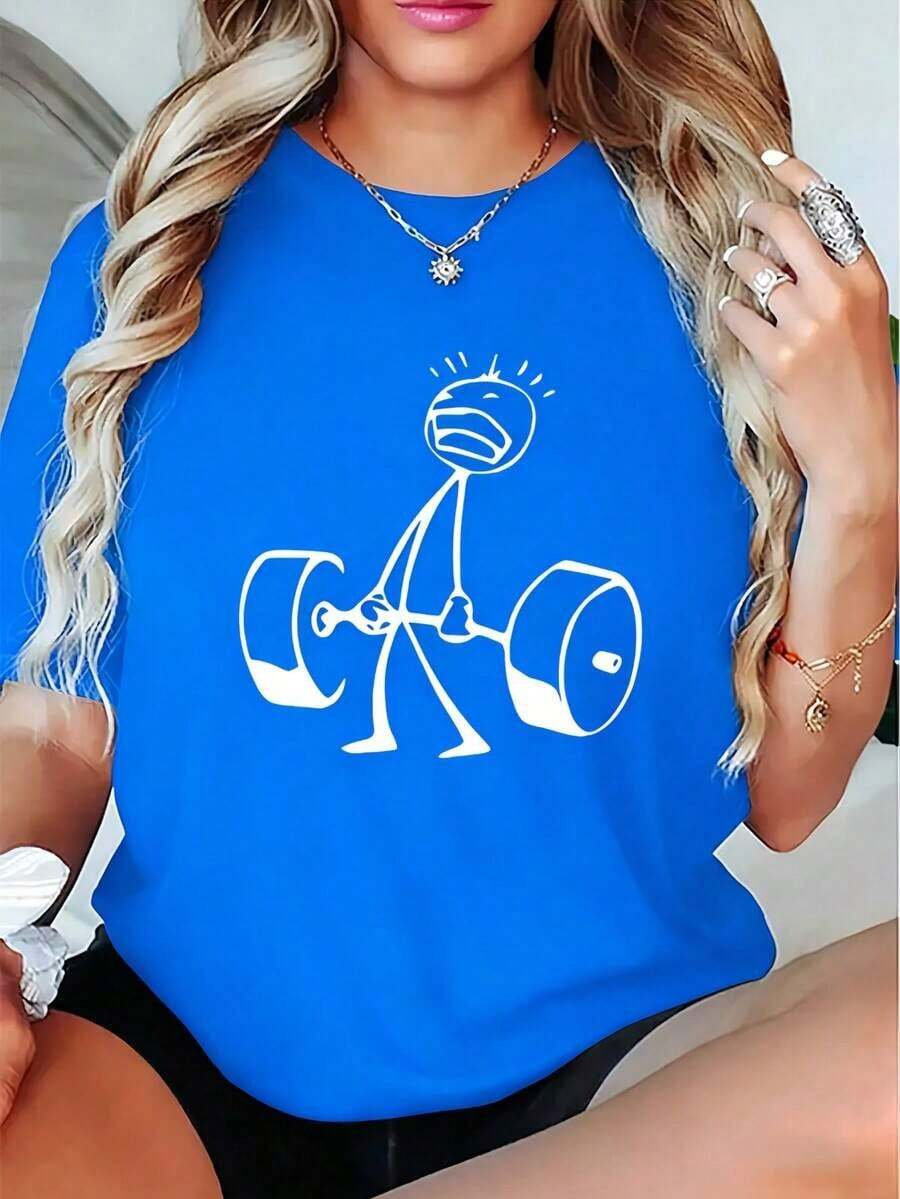 Oversized Funny Workout Graphi - Tee Graphic Print ulasan dan harga