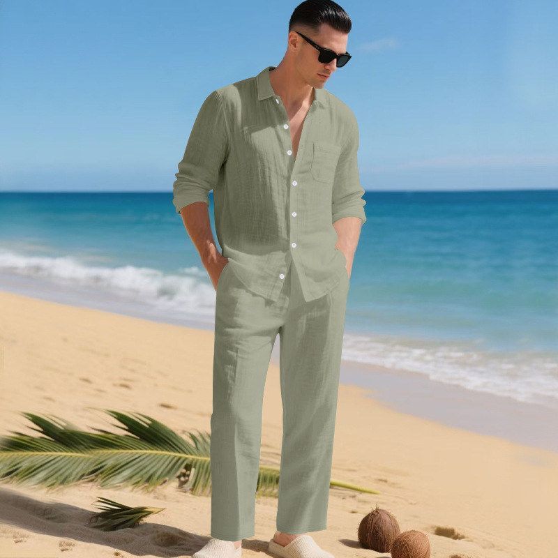 Men's Autumn Loose Linen  Colo - Linen Shirt Breathable ulasan dan harga