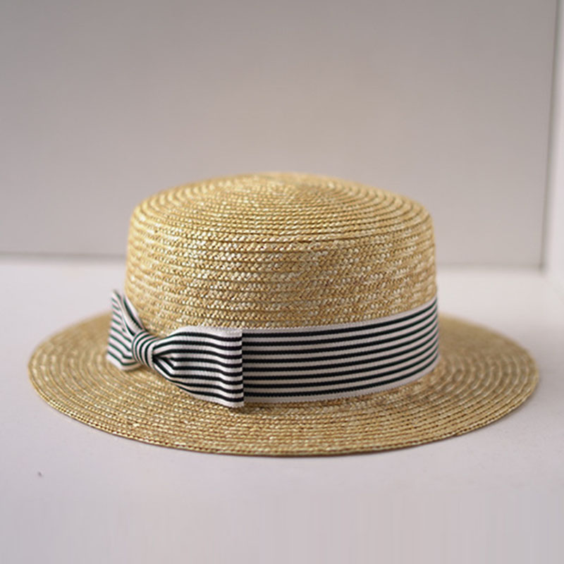 Wide Brim Boater Hats Flat Top - Bucket Hat Straw ulasan dan harga
