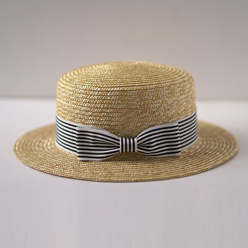 Wide Brim Boater Hats Flat Top - Bucket Hat Straw ulasan dan harga