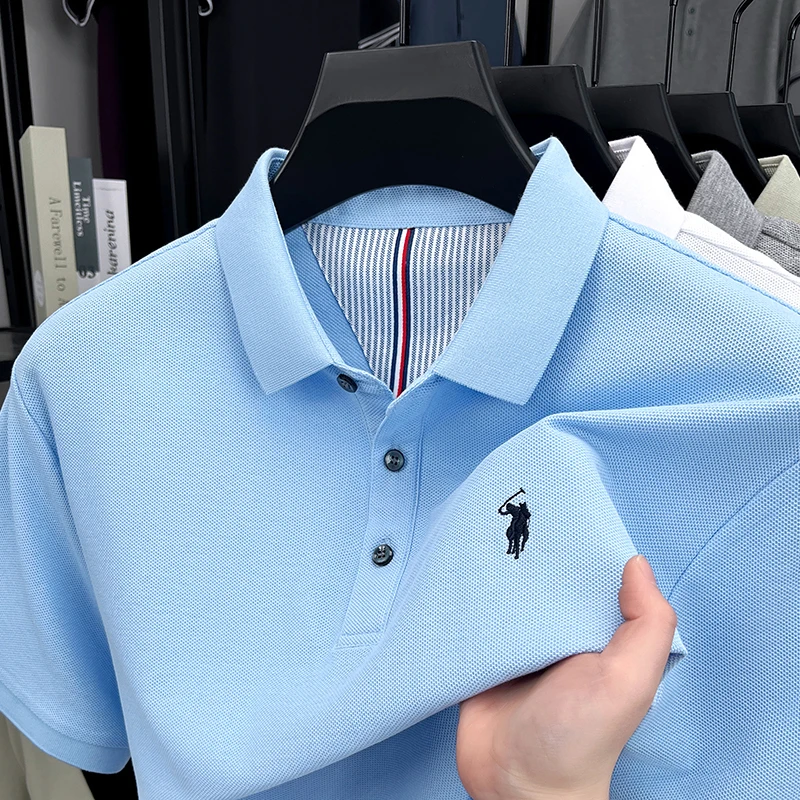 Men's short-sleeved round-neck - Polo Shirt Pique ulasan dan harga